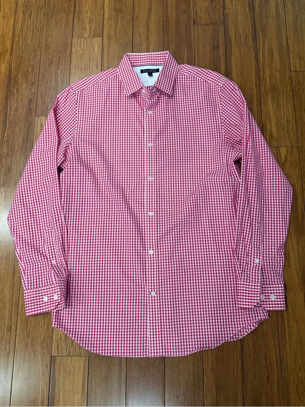 NWOT Banana Republic Red Gingham Dress Shirt L 100% cotton